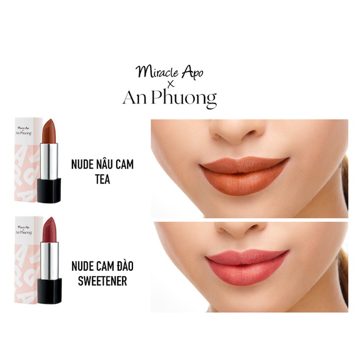NEW 100% Son thỏi lì/satin Miracle Apo x An Phương Chloe Nguyễn Holiday Collection Lipstick 4g