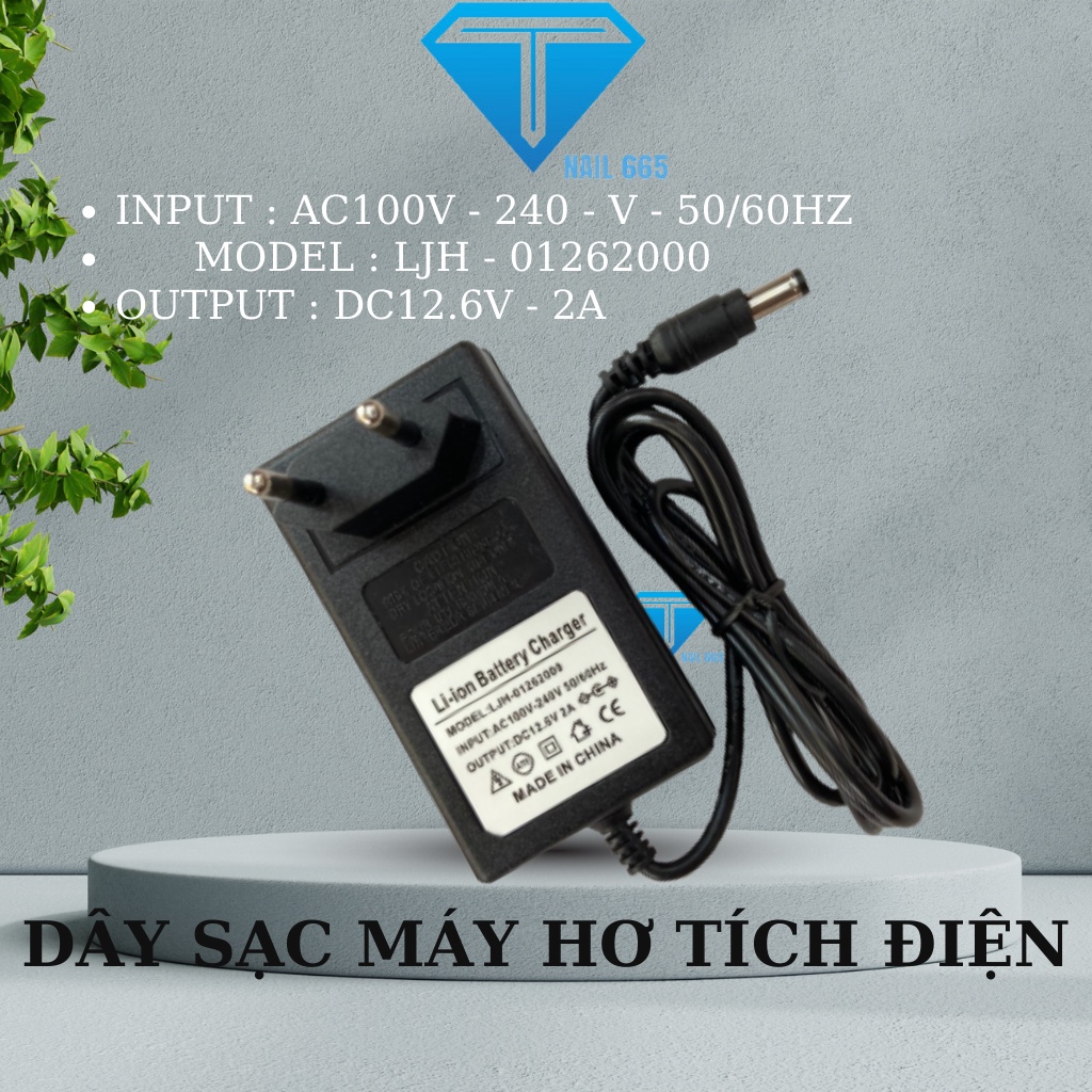Dây sạc máy hơ tích điện ibelieve, Dây nguồn cáp củ xạc pin máy hơ tích điện ibelieve chân tròn to c