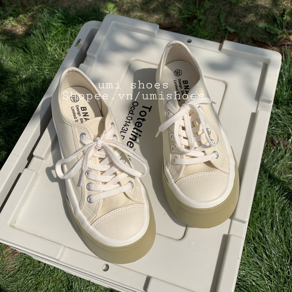 [SẴN-NOWSHIP] Giày thể thao nữ vải canvas đế bằng bánh mì cao 4cm hot mới ulzzang retro màu đen/xanh/kem đẹp bata basic