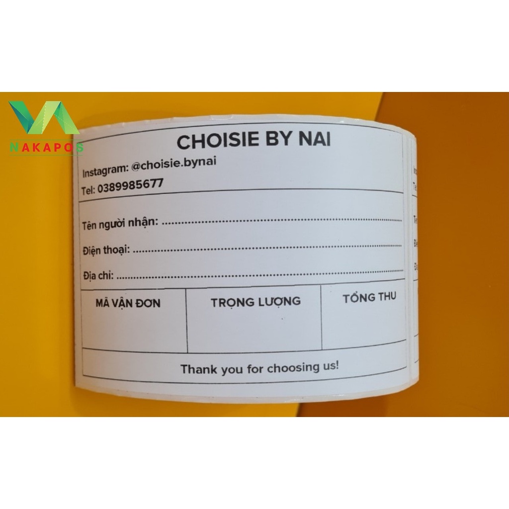Hóa đơn in theo yêu cầu khổ màu sắc nét, có sẵn keo Phiếu ship DÁN ĐƯỢC phiếu giao hàng in sẵn theo yêu cầu