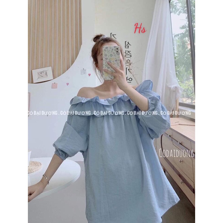 [Có Video Và Ảnh Thật] Áo Trễ Vai Bèo Tầng Chun Tay Chất Đũi Mềm  Bơ Store