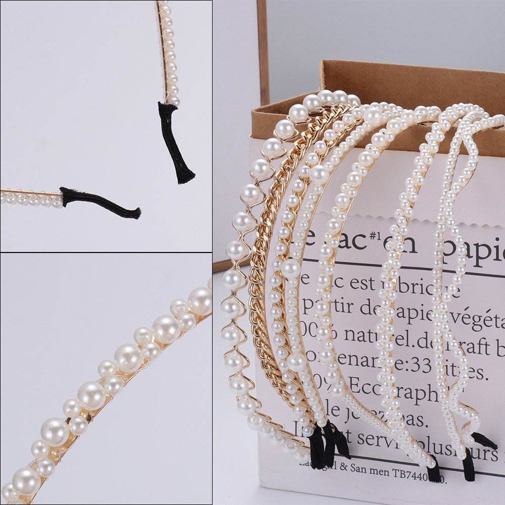 Băng đô cài tóc đính ngọc trai phong cách Hàn Quốc thời trang dành cho nữ