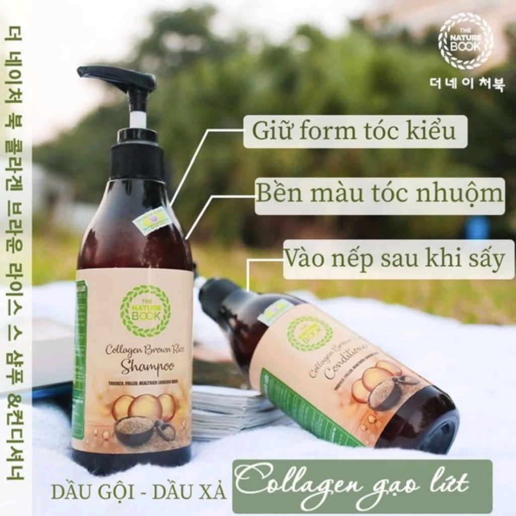 Dầu Xả Collagen Gạo Lứt The Nature Book 300ml - Collagen Brown Rice Conditioner 300ml.