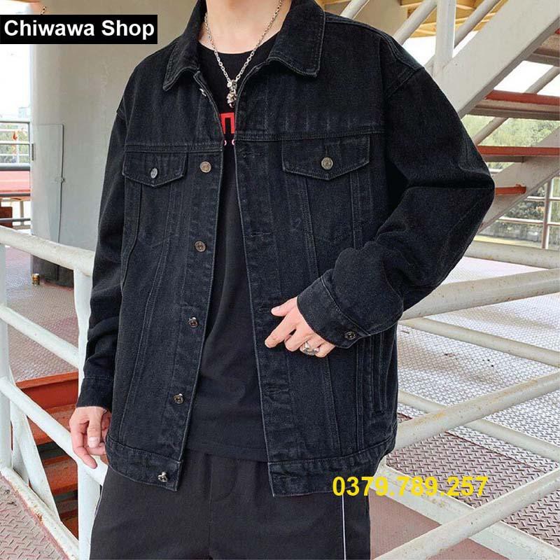 Áo khoác jean nam nữ đen trơn hoàng tử Hàn Quốc cao cấp form rộng mới ra form mới bao đẹp size M-L-XL KT-CHI29