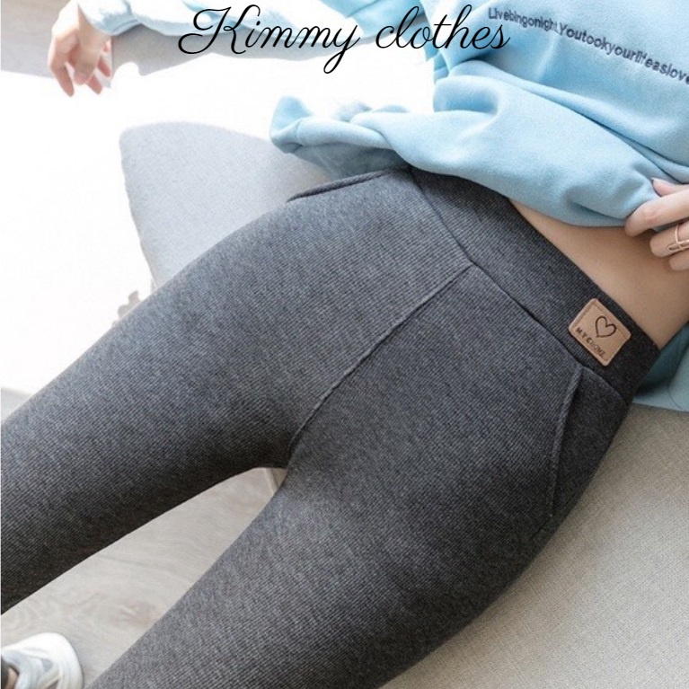 Quần leggig tăm lót lông siêu ấm, quần legging cạp cao đại hàn