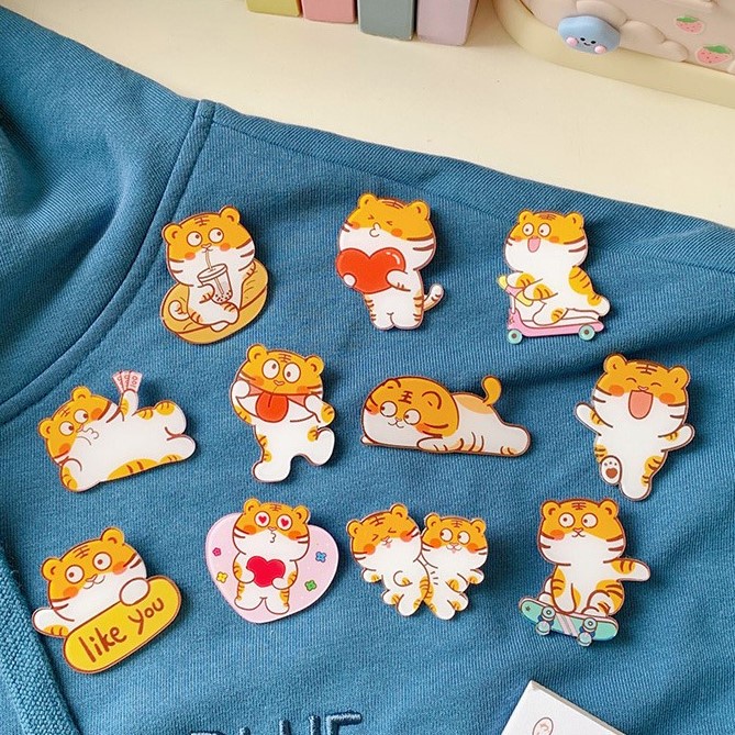 Huy Hiệu Ghim Cài Áo, Cài Balo Túi Xách Trang Trí Hình Hổ Con Dễ Thương