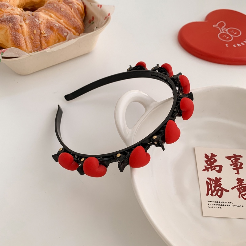 Cài tóc chống trượt đính phụ kiện màu đỏ phong cách công chúa đáng yêu cho bé gái dịp năm mới