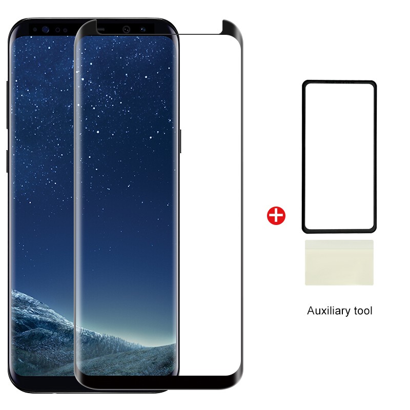 Set kính cường lực 3D kèm tấm film chuyên dụng cho Samsung Note 8 9 S8 S9 Plus và dụng cụ vệ sinh