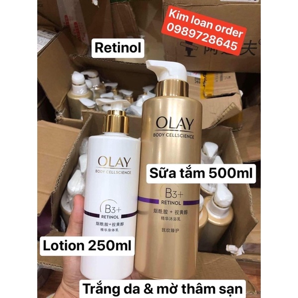 [OLAY RETINOL] Dưỡng thể olay và Sữa tắm olay B3 retinol