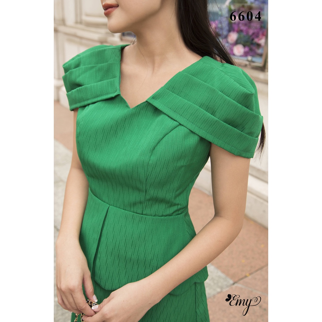 Đầm EMY EM6604 Peplum Tay Xếp Ly