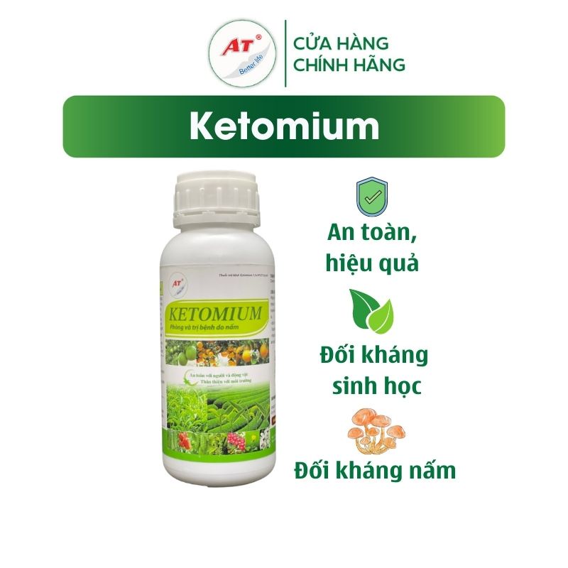 Chế phẩm trị nấm cho ớt cà chua rau sạch AT Ketomium 500ml phòng trị thán thư, thối rễ, sương mai, phấn trắng thối quả