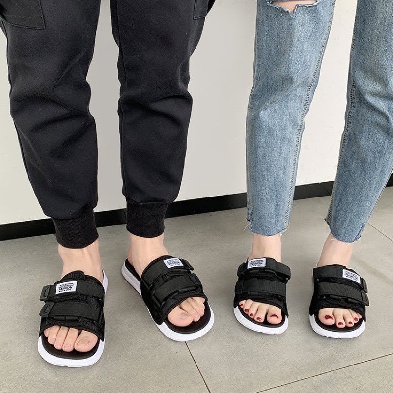(VIDEO) Dép 2 quai ngang nam nữ dán fashion kiểu dáng trẻ trung
