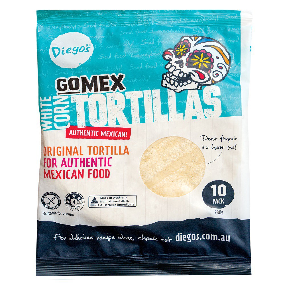 Vỏ Bánh Tortilla Mexico Bắp Không Gluten túi 280g 10 bánh Mexico Corn Tortillas Diego’s