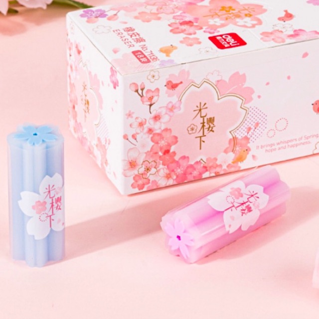 Gôm Tẩy 4B Sakura Cục Tẩy không bụi in hình hoa đào dễ thương Rain of sakura