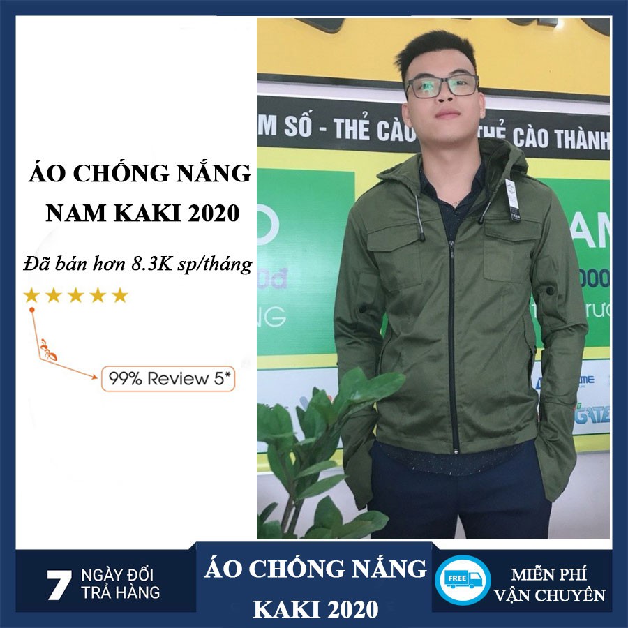 Áo Chống Nắng Nam Kaki 2021, Có Thoáng Khí Sau Lưng, Túi Bên Trong, Chất Kaki Cực Mát