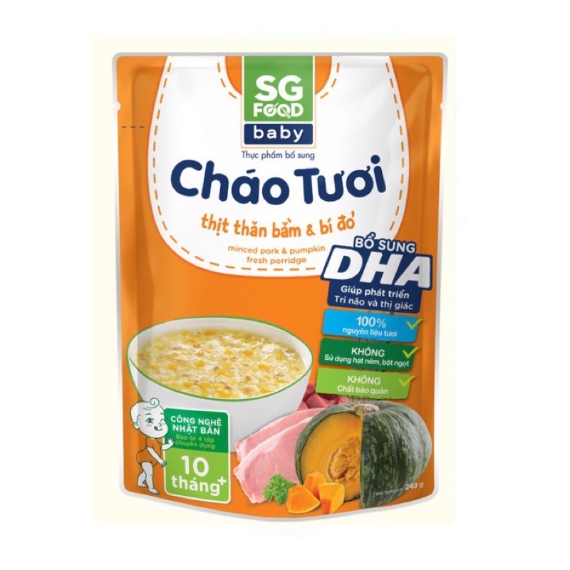 Cháo Tươi Dinh Dưỡng Sài Gòn Food Bổ Sung Dha Bé Từ 6M+, 10M+