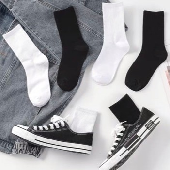 [Tiền Nào Của Đấy]Vớ Cao Cổ, Tất Cao Cổ Màu Trắng Trơn, Đen Trơn Phong Cách Hàn Quốc Năm 2020-PK03