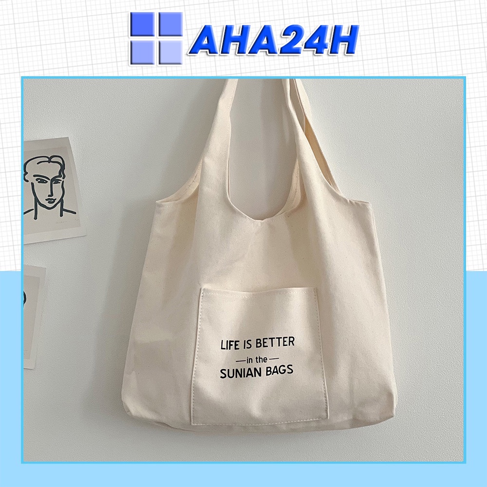 Túi tote vải Canvas túi nhỏ phong cách đi học đi chời hàn quốc giá rẻ in Life is better AH1606