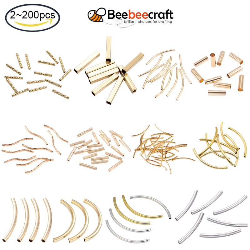 Bộ 2~200 Ống Đồng Thau Mạ Niken Platinum/Vàng/Real 18K Mạ Vàng Làm Trang Sức