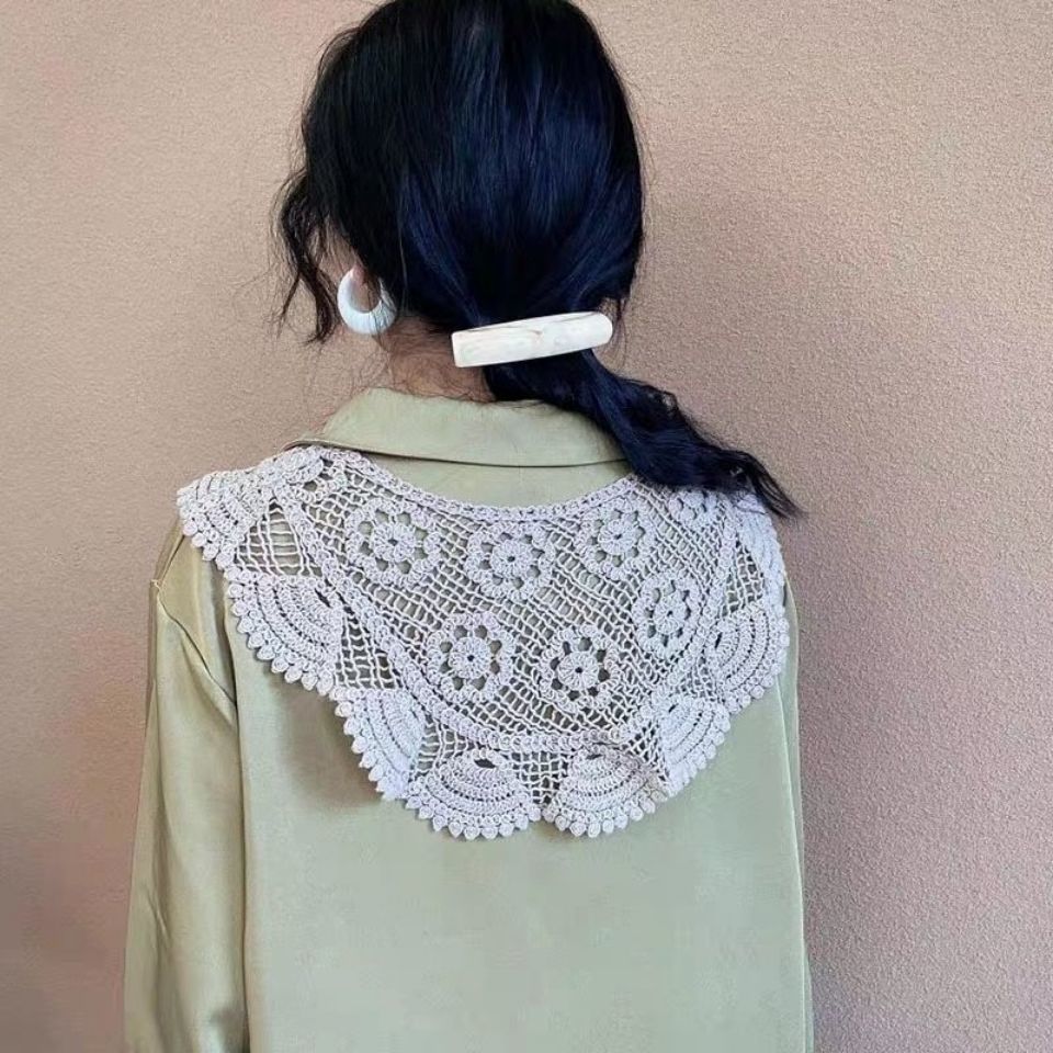 Khăn Choàng Cổ Vuông Bằng Cotton Nguyên Chất Phối Ren Lỗ Thời Trang Phong Cách Phương Tây Hàng Mới 2021