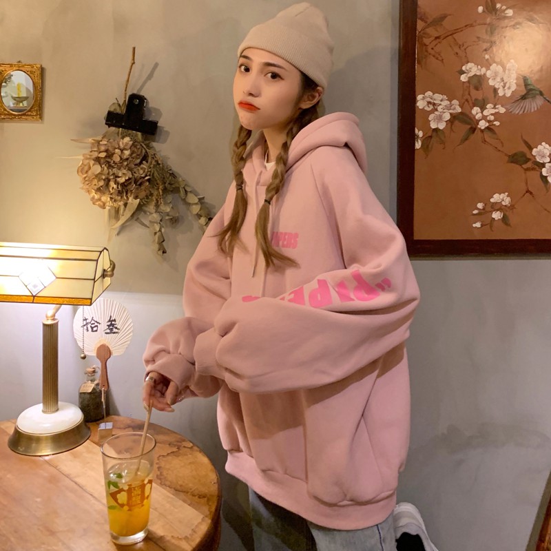 Áo hoodie nữ nỉ bông ulzzang dáng rộng phiên bản Hàn Quốc - Liti shop