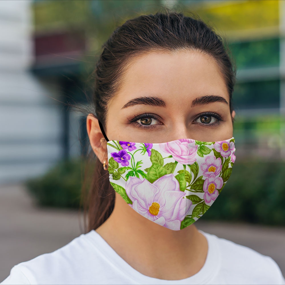 Khẩu trang vải eco mask FLOWERS_1492 CARTWELL chất liệu vải mềm dày 2 lớp chống nắng phòng dịch bệnh