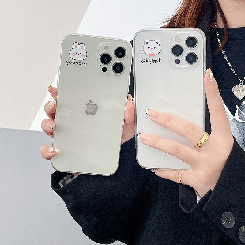 Ốp điện thoại TPU silicone họa tiết thỏ cún đáng yêu cho iPhone 11 Pro Max X XR XS Max 7 8 Plus SE 2020 12ProMax 12Mini | BigBuy360 - bigbuy360.vn