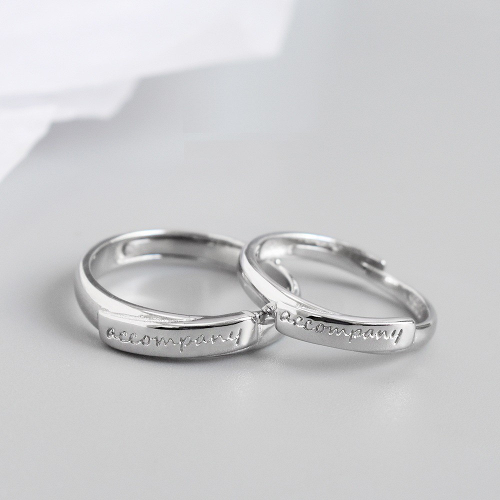 [Freesize] Nhẫn Đôi Nam/ Nữ Bạc 925 Cao Cấp ERASHOP 077970 - Accompany Khắc Tinh Tế, Đơn Giản, Sang Trọng, Rẻ Đẹp