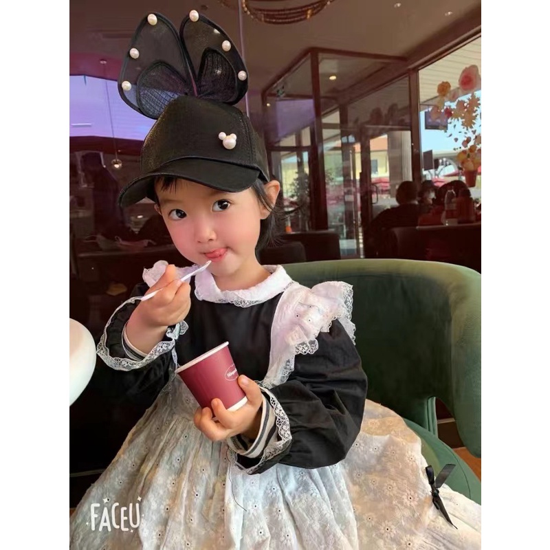 Mũ lưỡi trai cho bé gái, mũ bóng chày thiết kế hình tai thỏ, nón lưỡi trai cho bé gái