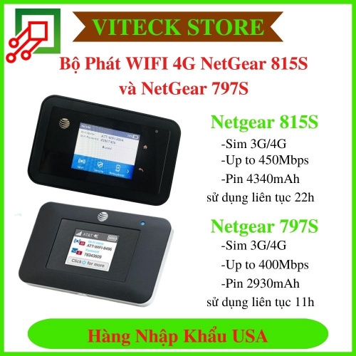Bộ Phát Wifi 4G Netgear At&T 815s và Netgear 797s - Hàng trưng bày New 95 ~ 99% - Hàng Cao Cấp - Zin 100%