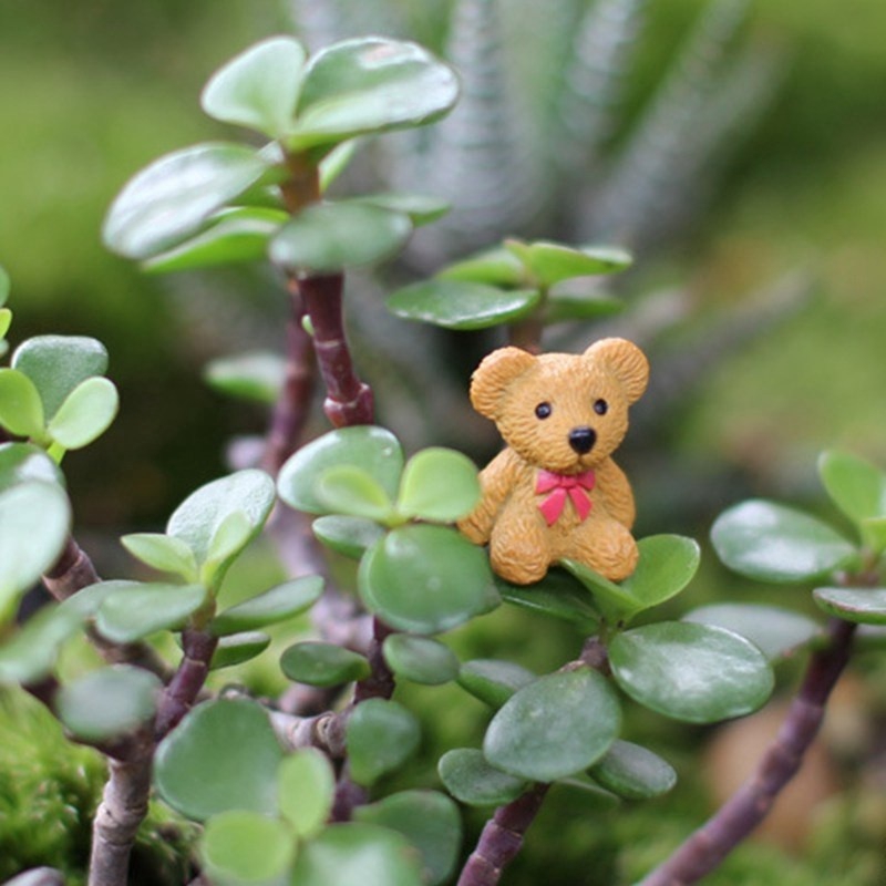 Set 4 Tượng Gấu Mini Trang Trí Sân Vườn