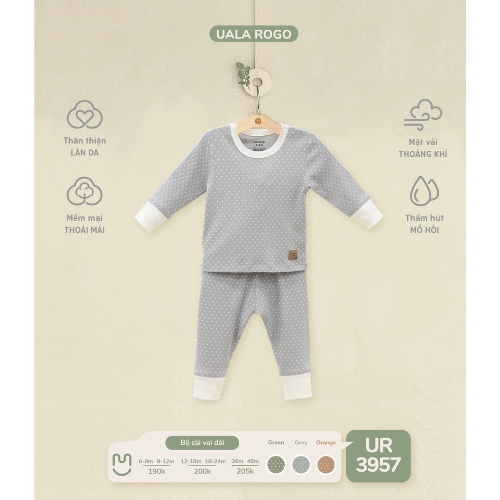 Bộ dài tay cho bé trai/ bé gái Ualarogo 6 tháng - 4 tuổi vải cotton thu đông mềm thấm hút