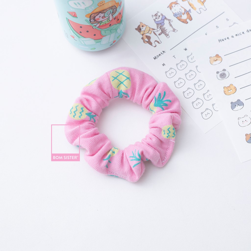 [Quà Tặng] Dây cột tóc scrunchie hoạ tiết dễ thương BOM SISTER QT0007