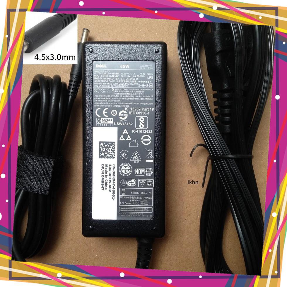 Sạc Laptop Dell Inspiron 11 13 14 15 3000 5000 7000 (19.5V-3.34A) Đầu kim nhỏ - Hàng zin.