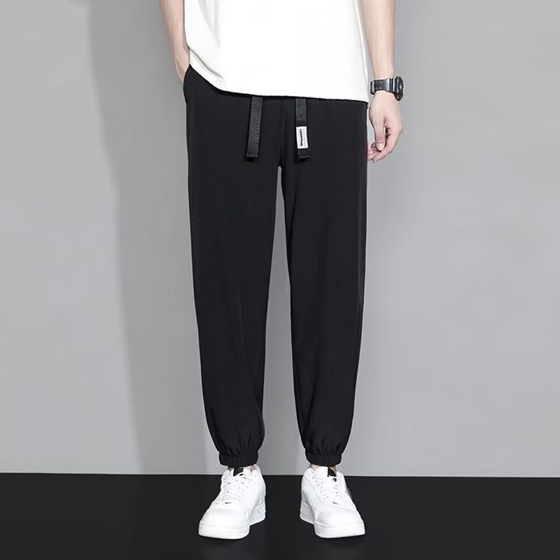 Quần Dài Thể Thao Màu Đen Dáng Rộng Cỡ Lớn M-5XL Thời Trang Mùa Hè Cho Nam