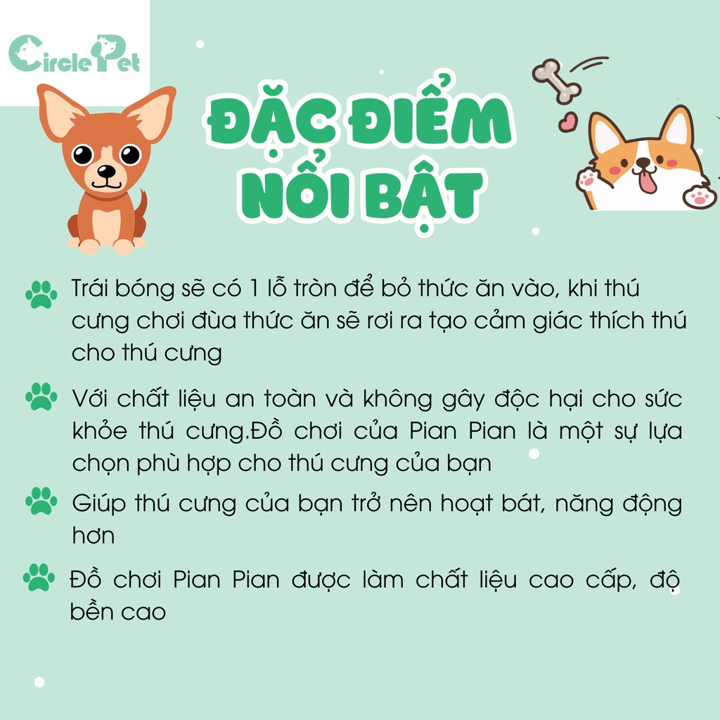 Đồ Chơi Pian Pian Hình Trái Banh Cho Chó Siêu Bền An Toàn - Circle Pet