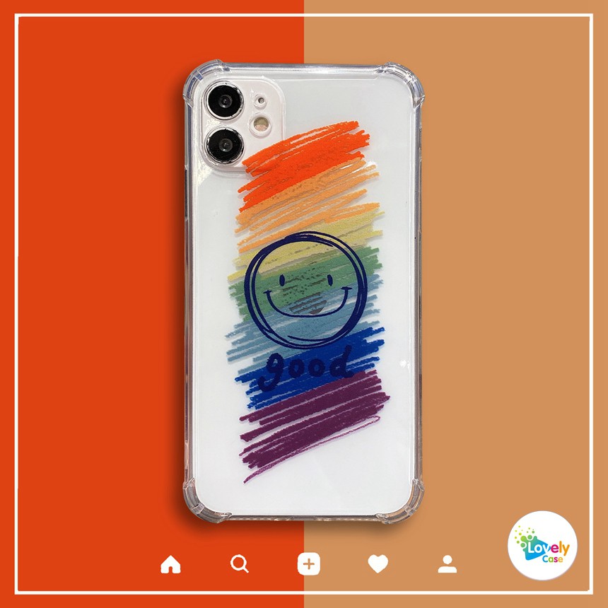 Ready Stock Samsung A12 S21 5G A21s A71 A51 A70 S20 A50 A30s A50s A30 A20 A10 J7 Prime Cute Cartoon Rainbow Smiley Four Corners Anti-fall Clear TPU Soft Phone Case Protective Cover