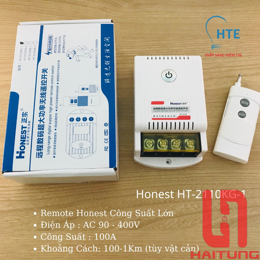 Công Tắc Điều Khiển Từ Xa Honest HT-2110KG-1. Nguồn 220VAC, 100A. Bộ Remote Điều Khiển Bơm Công Suất Lớn