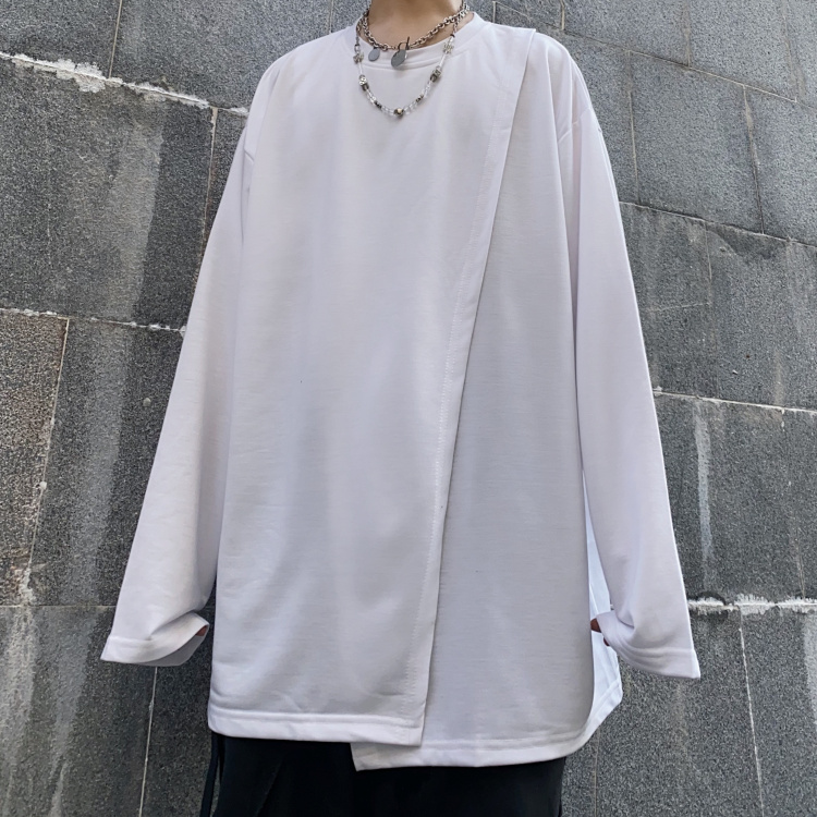 Long-sleeved T-shirt loose Korean style split design