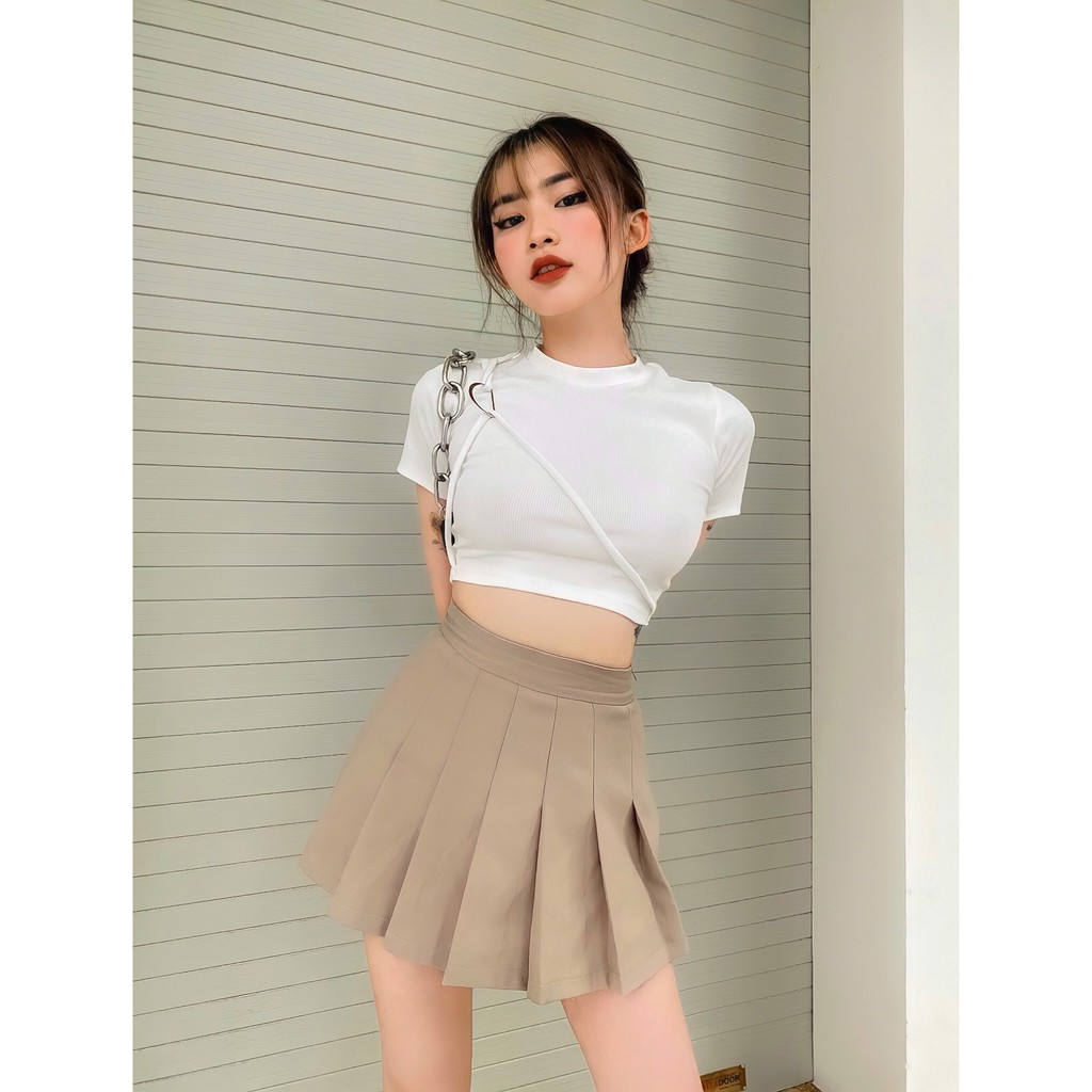 Chân váy nữ trơn Tennis Skirts TOPTIFY xếp ly có lót quần VV01 | BigBuy360 - bigbuy360.vn