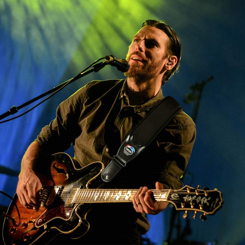 Dây đeo đàn guitar điện 3d 3.5 inch LEKATO điều chỉnh linh hoạt kèm 6 miếng gảy