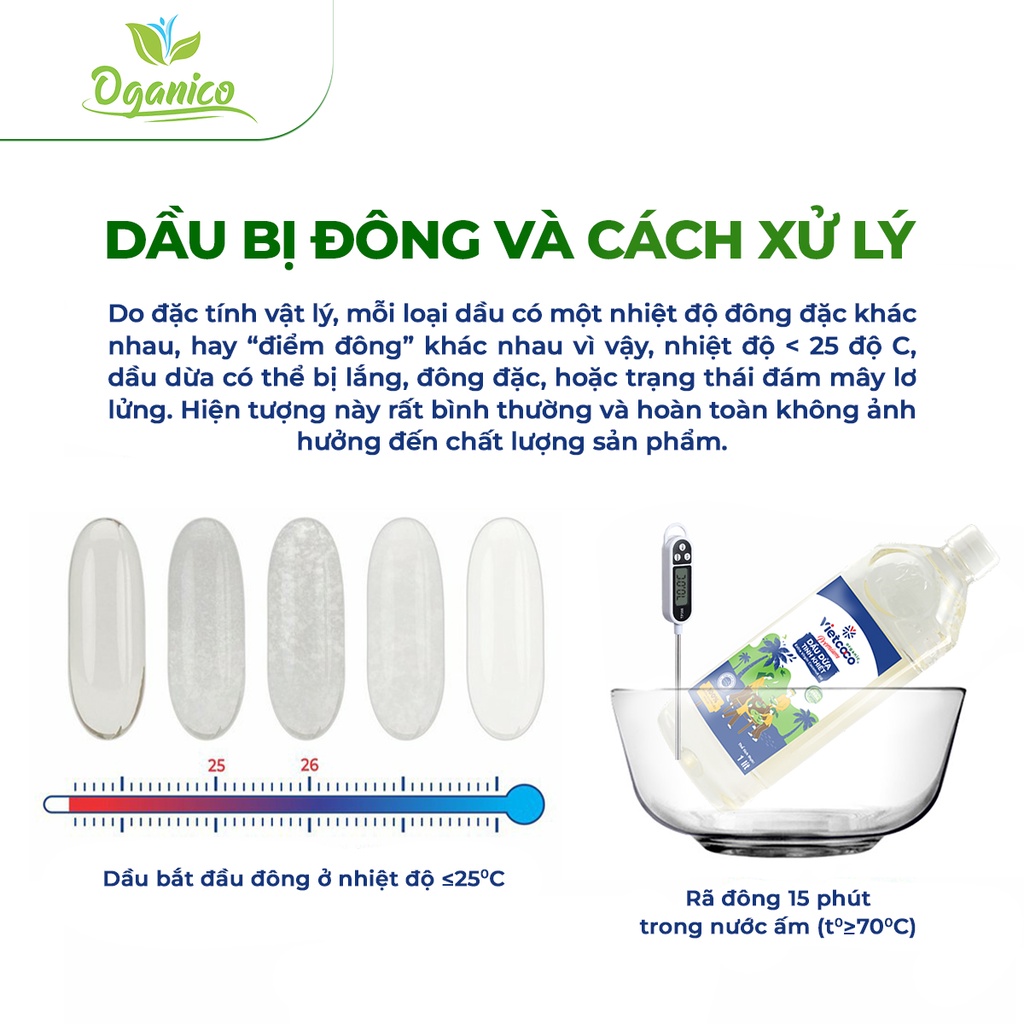 Dầu dừa tinh khiết ép lạnh hữu cơ nguyên chất Vietcoco Premium dưỡng ẩm và chăm sóc tóc, da - Oganico