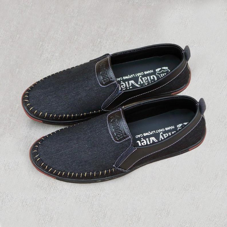 Giày lười vải bố cao cấp có 4 màu nâu-kem-xanh-đen MTSPORT-MT24