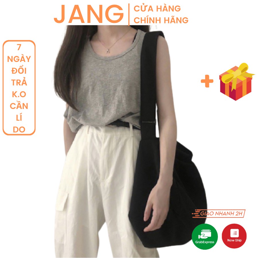 TÚI TOTE ĐEO CHÉO TRỐNG SIU TO CÓ KHÓA KÉO &amp; TÚI CON VẢI CANVAS PHONG CÁCH ULZZANG ĐỂ ĐƯỢC SÁCH ĐỒ DÙNG THOẢI MÁI