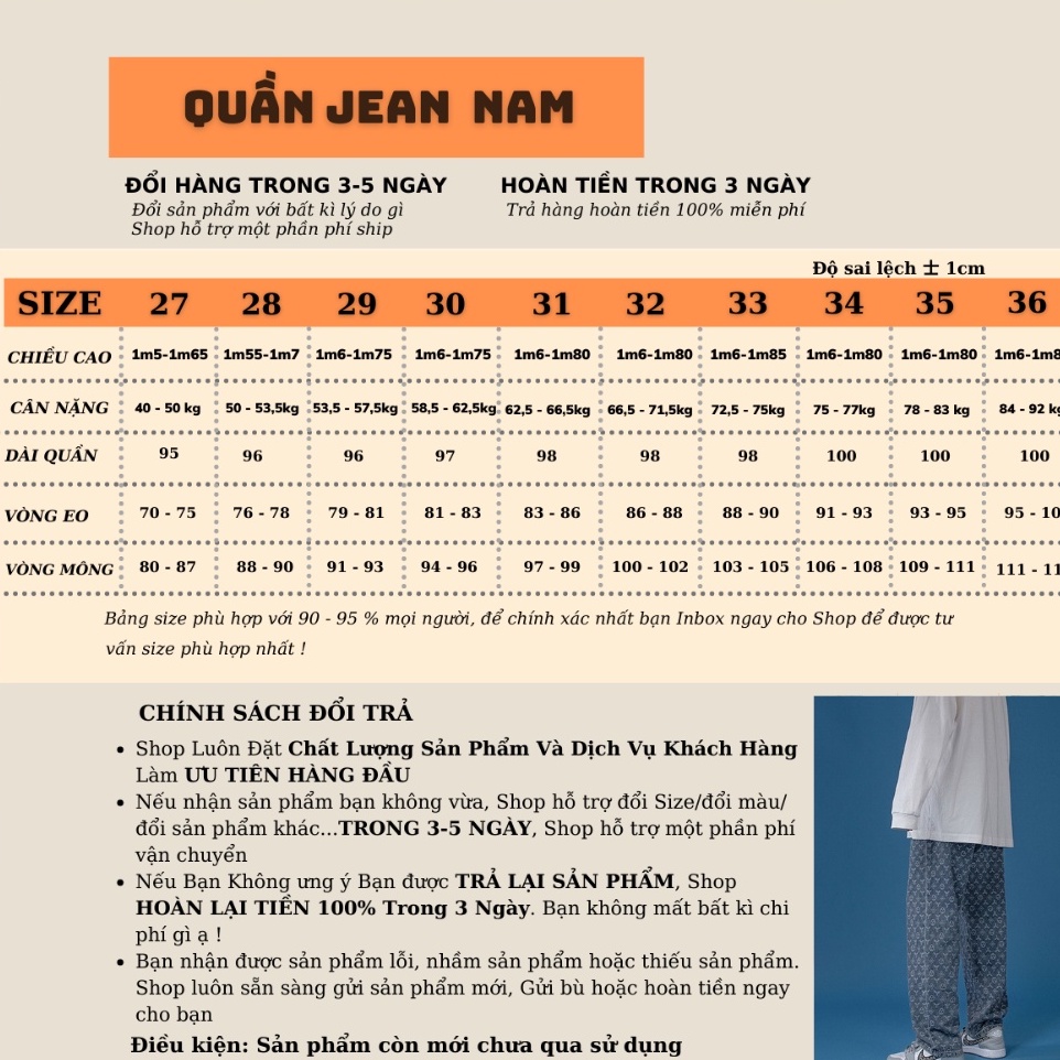 Quần jean nam baggy quần LV ống suông rộng vải jeans bò cao cấp cam kết không phai màu | BigBuy360 - bigbuy360.vn