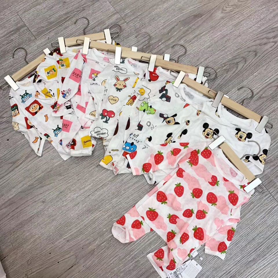 [Mã SKAMLTSM9 giảm 10% đơn 99K] Bộ Dài Tay Cotton Lưới Sợi Tre Cho Bé Đi Lớp,Đi ngủ nằm máy lạnh size 73-130