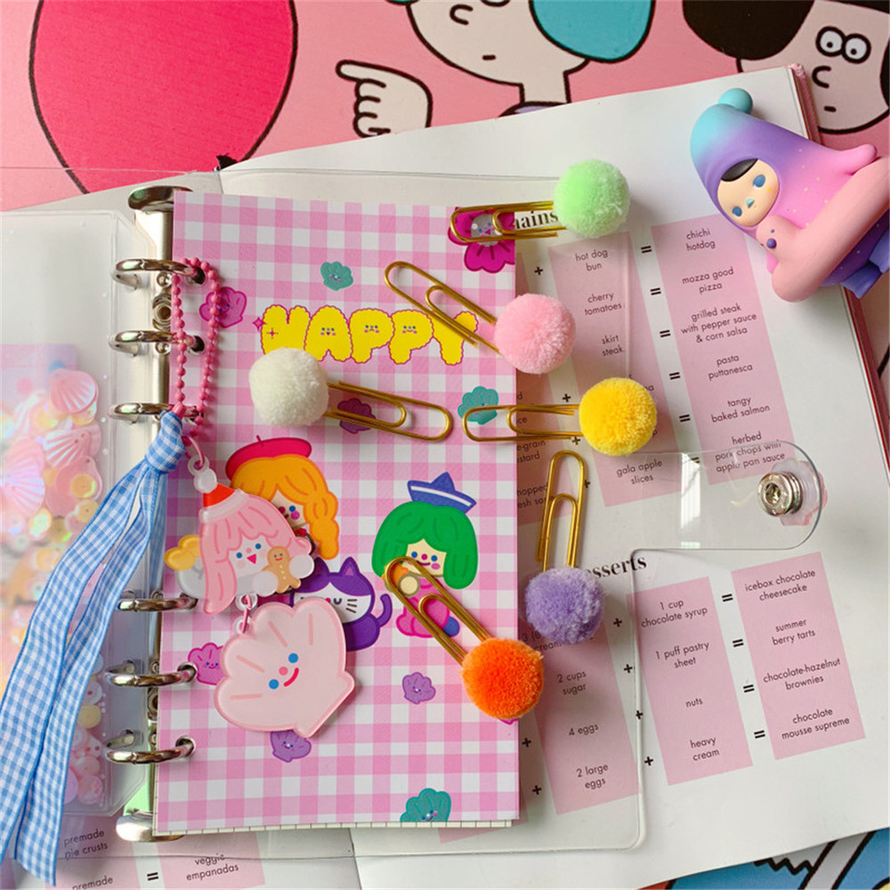 Kẹp đánh dấu trang sách đính bóng pompom sử dụng ở văn phòng/ thích hợp học sinh nhiều màu sắc