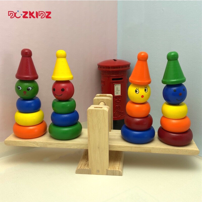 Đồ chơi gỗ tư duy sáng tạo - 4 chú hề thăng bằng - DOZKIDZ