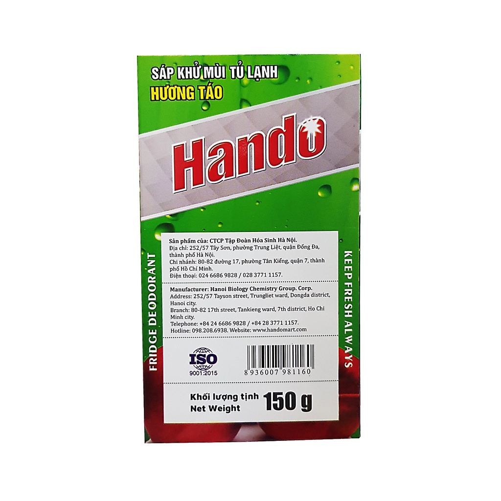 Sáp thơm khử mùi tủ lạnh Hando 160g Hương Táo