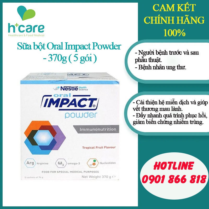 Sữa Oral Impact Powder 370g - Giải pháp dinh dưỡng miễn dịch cho bệnh nhân ung thư, trước và sau phẫu thuật